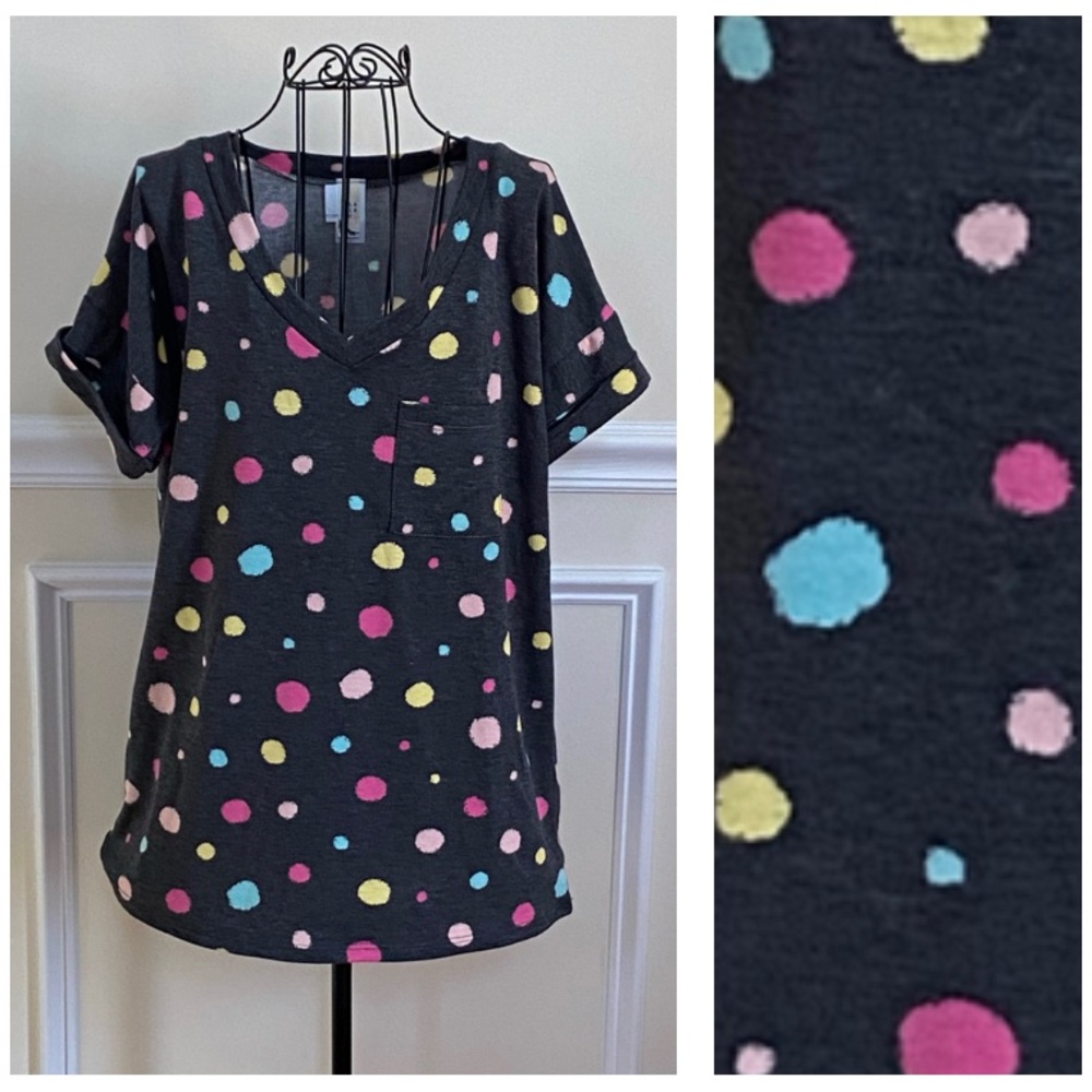 NWT Flamingo Confetti Polka Dot Pocket Tee